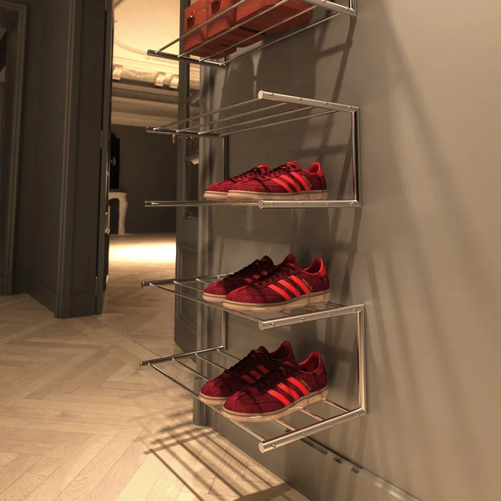 Het schoenenrek Nova van Frost als individuele plankenwand