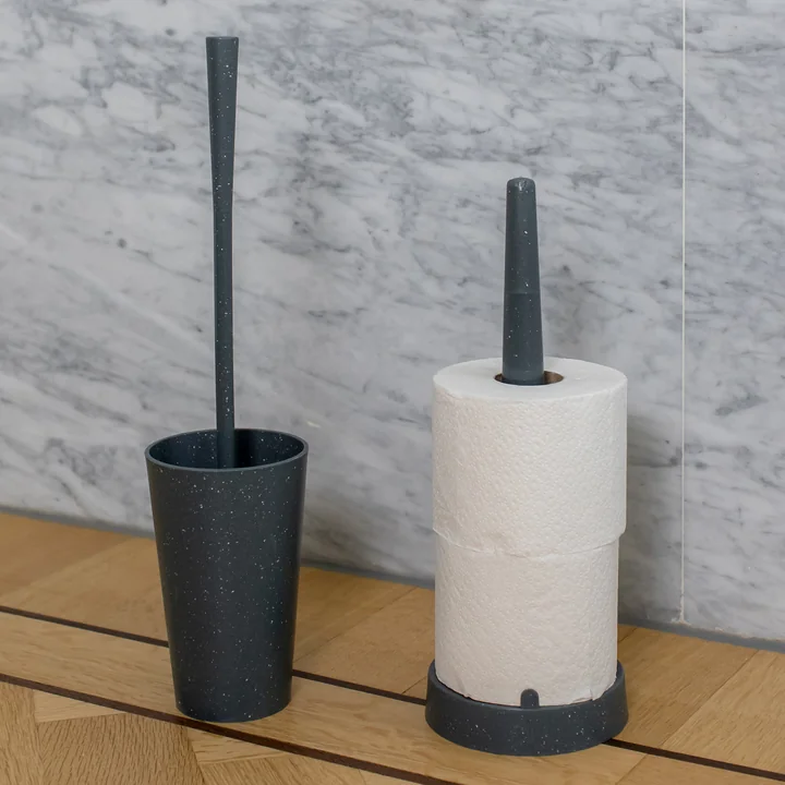 Rio Vervangende toiletrolhouder en toiletborstel (gerecycled) van Koziol in nature grey