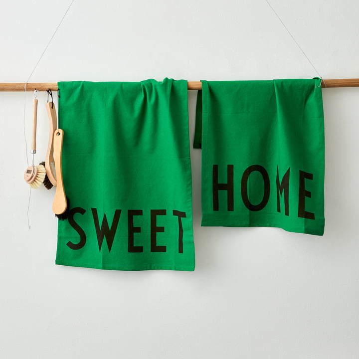 Favourite Theedoek in Sweet / Home, olijfgroen (set van 2) van Design Letters