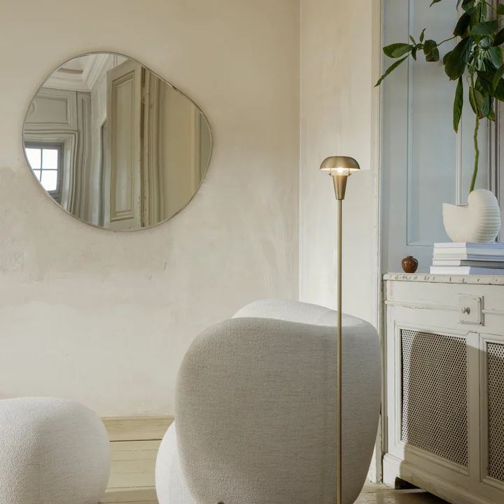 Pond XL Spiegel van Ferm Living in de uitvoering chroom