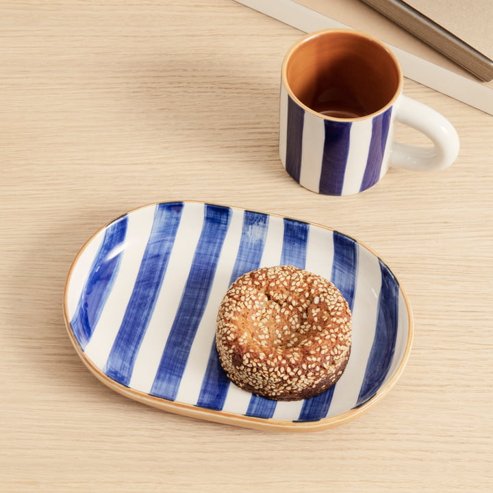 Milu Porseleinen kinderservies van ferm Living in de kleur blauw