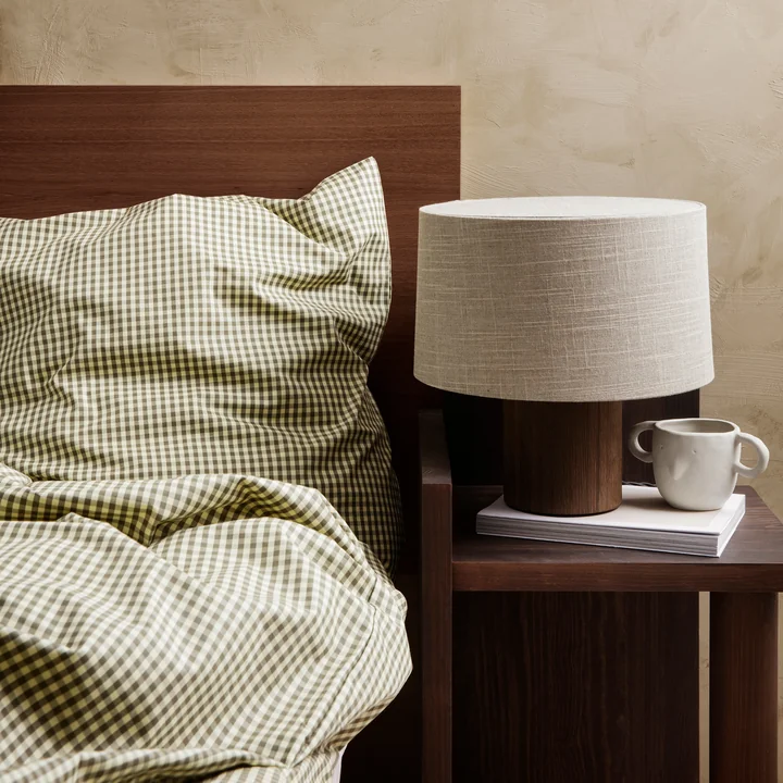 Geruit bedlinnen van Ferm Living in de versie lemon / olive