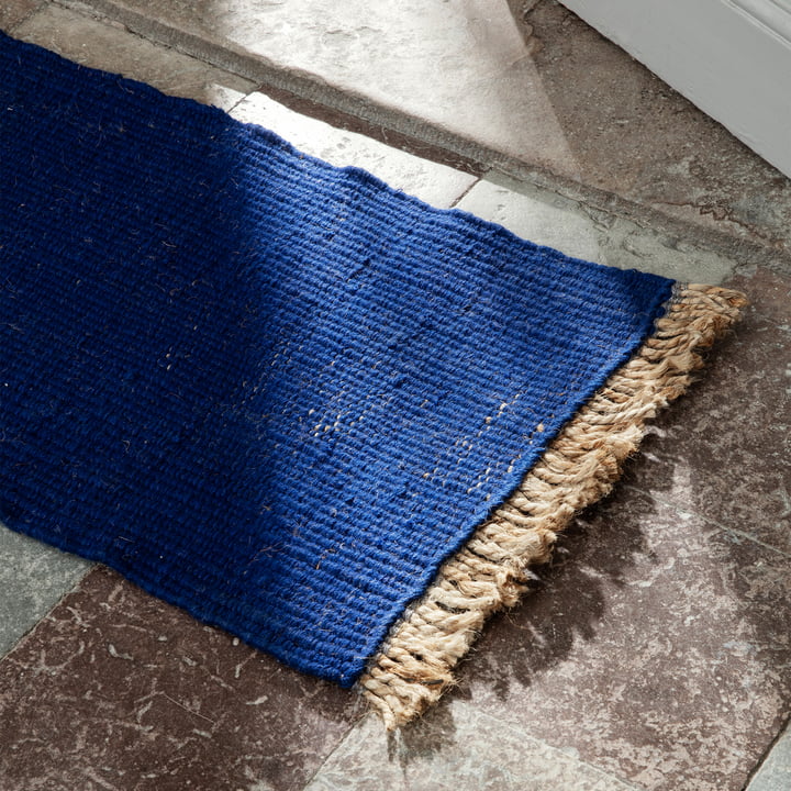 Block Deurmat van ferm Living in de kleur blauw