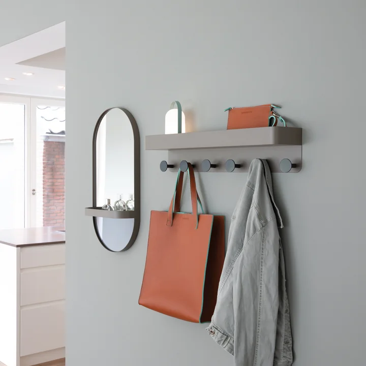 Wandkapstok en wandspiegel met plank by Remember