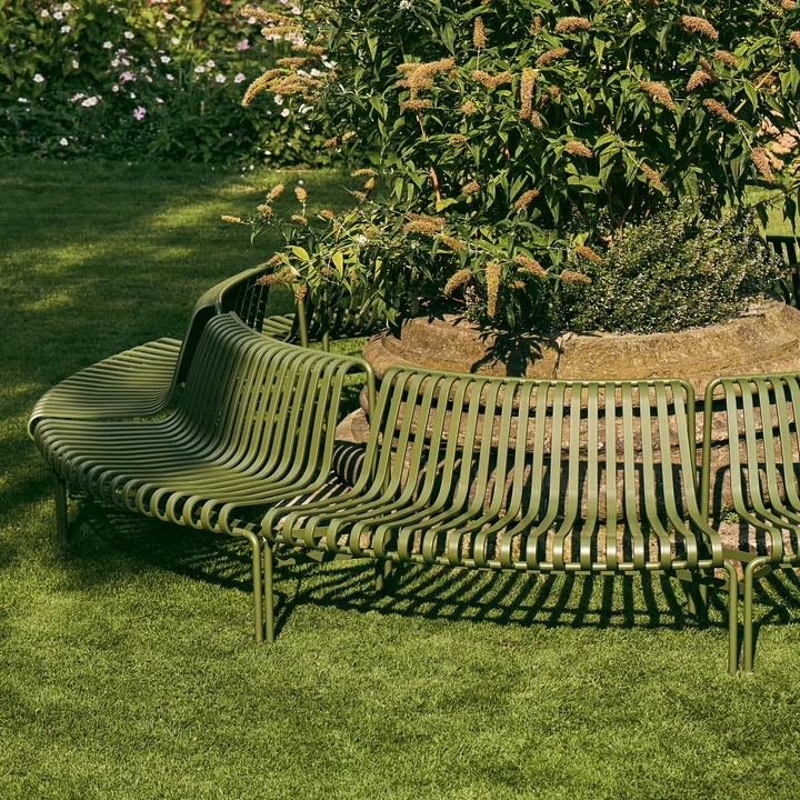 Palissade Park Dining Bench HAY Uit / Uit in de kleur olijf