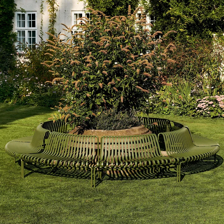 Palissade Park Dining Bench HAY Uit / Uit in de kleur olijf