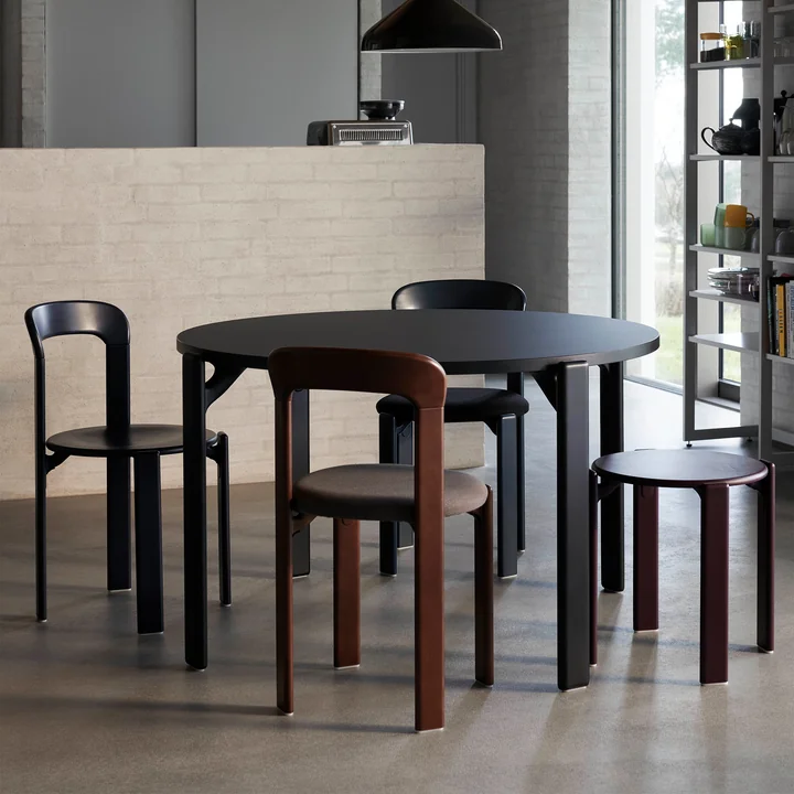 Rey Eettafel, Ø 128,5 cm, deep black / laminaat vulcano van HAY