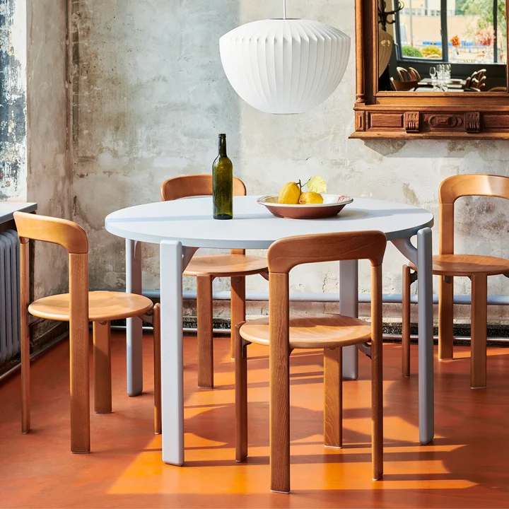 Rey Eettafel, Ø 128,5 cm, slate blue / laminaat lichtgrijs van HAY