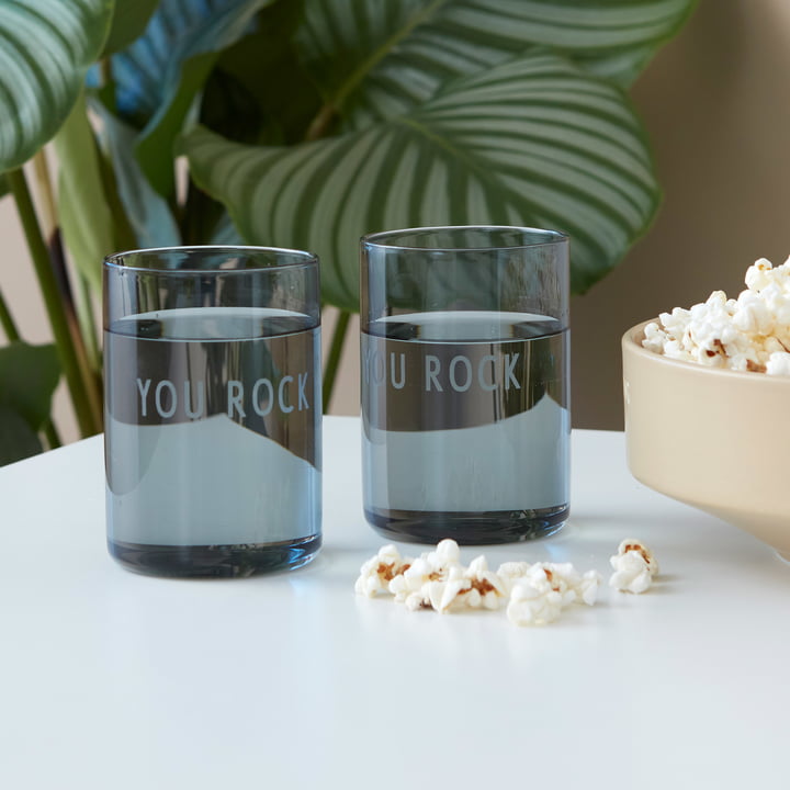 AJ Favourite Drinkglas in You Rock / soft black by Design Letters