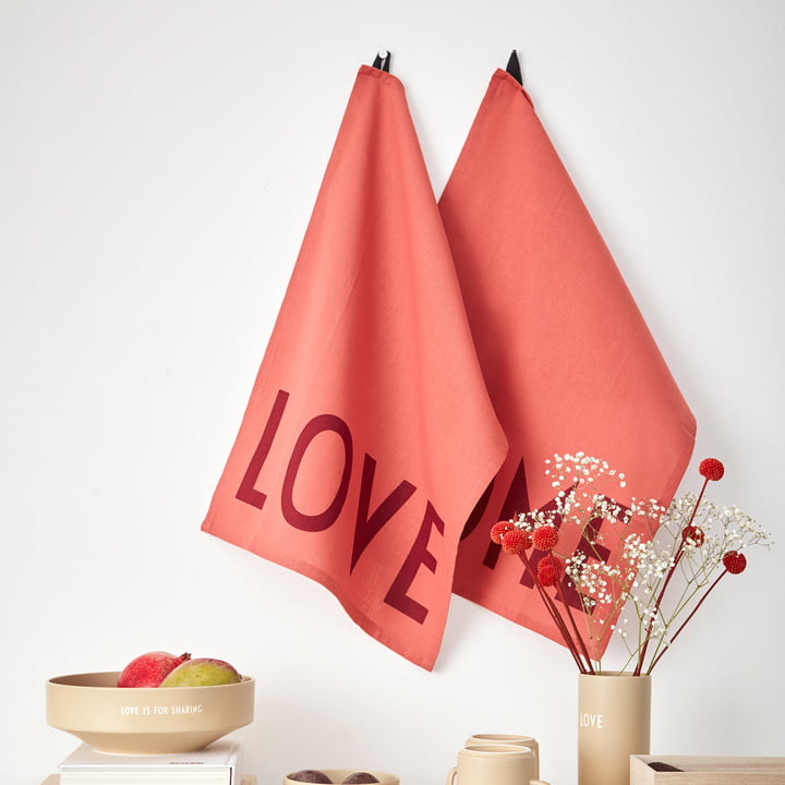 Favourite Theedoek, Love / Home in terracotta (set van 2) vanaf Design Letters