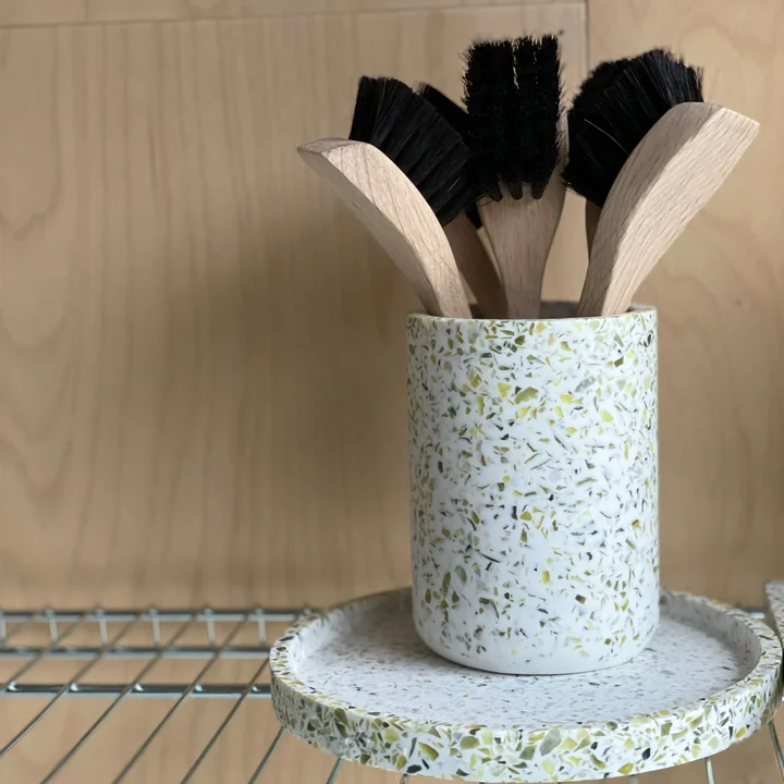 Gootsteenborstel en Terrazzo Tandenborstel Beker, Dienblad van Humdakin