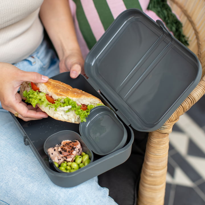 Pascal L Lunchbox met verdeler, nature ash grey van Koziol