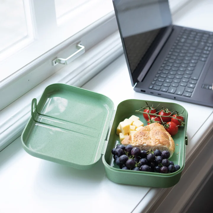 Pascal L Lunchbox met verdeler, nature leaf green van Koziol