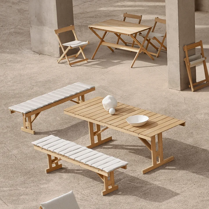 Stoelbekleding voor bank BM1871 van Carl Hansen in de afwerking beige (Sunbrella Heritage Papyrus 18006)