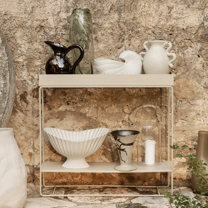 Flores Vaas van Ferm Living in het design zand/zwart