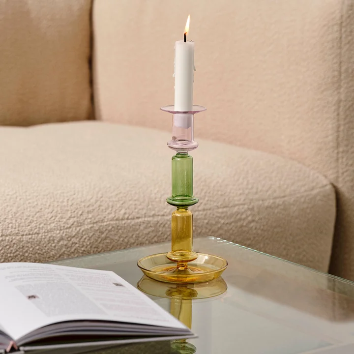 Flare Kandelaar, h 21 cm, regenboog van HAY