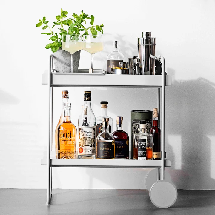 A-Cocktail Bar trolley / Trolley, soft grey by Zone Denmark