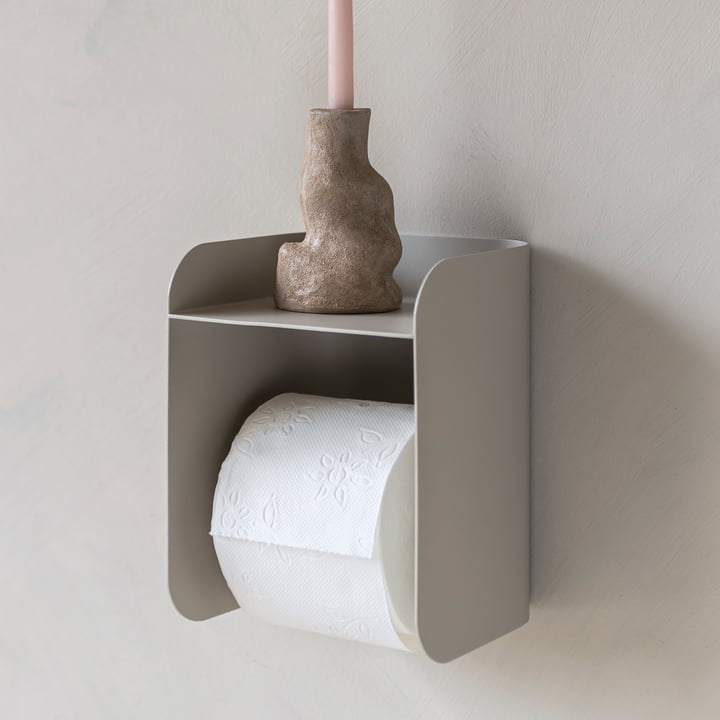 Carry Toiletrolhouder met legplank van Mette Ditmer in de kleur sand grey