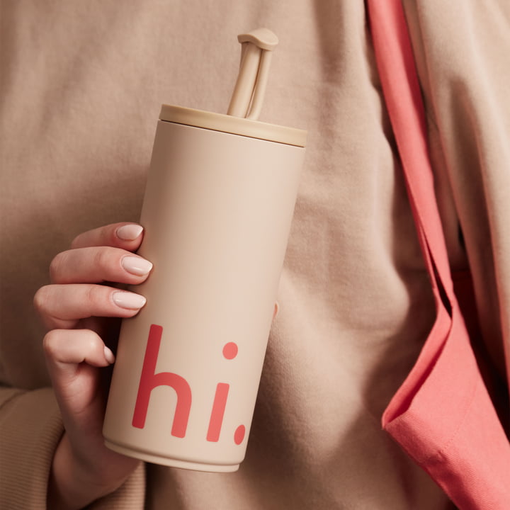 Hi Travel Drinkrietjesbeker, 0,5 l, beige by Design Letters