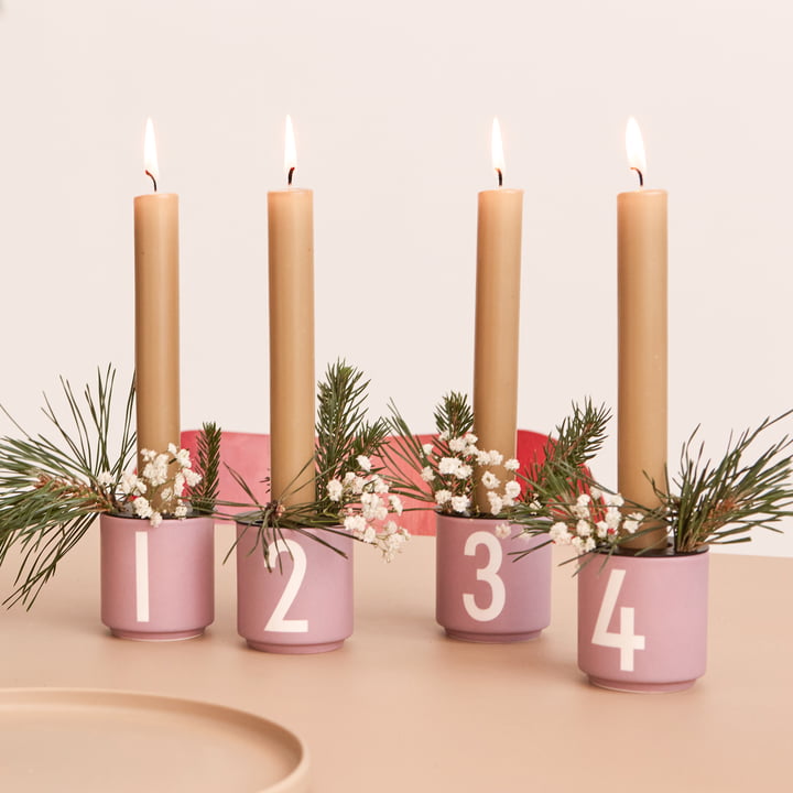 Porseleinen mini mok, lavendel (set van 4) per Design Letters