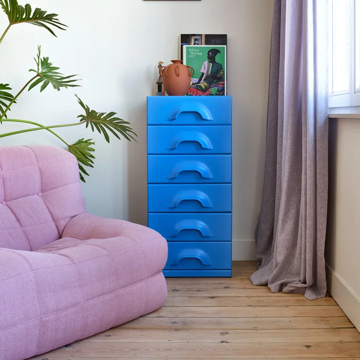 Ladekast, met 6 laden / bright blue van HKliving