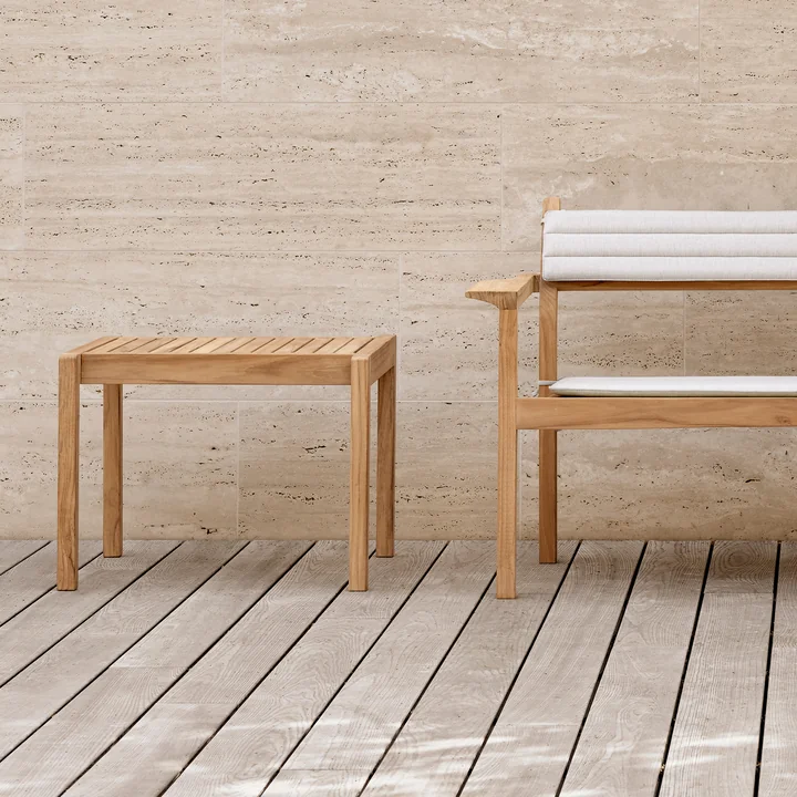 AH911 Bijzettafel voor buiten, 5 9. 5 x 4 8. 5 cm, teak onbehandeld door Carl Hansen