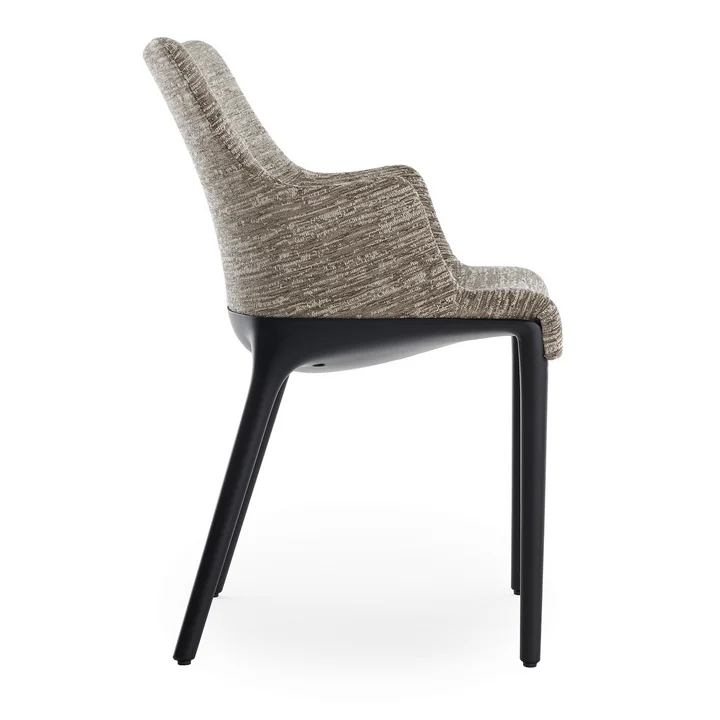 Eleganza Nia Fauteuil, frame zwart, stof gemêleerd duifgrijs van Kartell