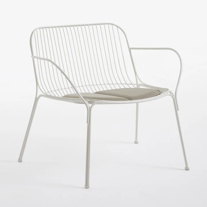 Hiray Lounge Chair, wit met zitkussen, ecru door Kartell