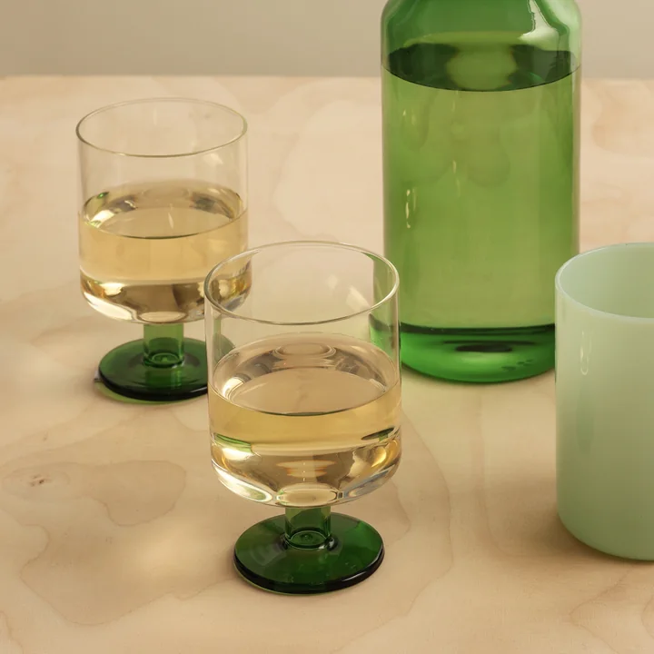 Generous Wijnglas in helder/groene uitvoering (set van 2)