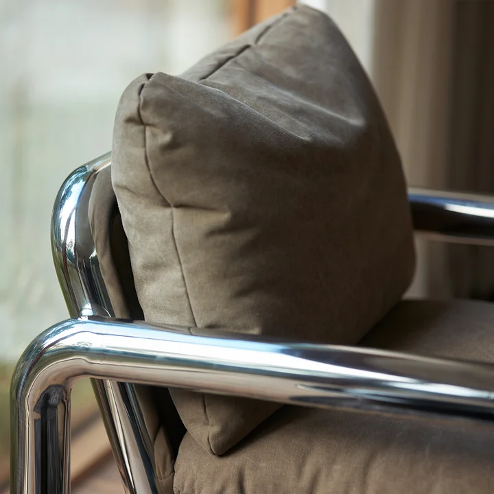 Chrom - Loungestoel, canvas - bruin van HKliving