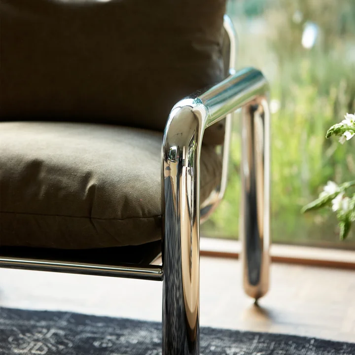 Chrom - Loungestoel, canvas - bruin van HKliving