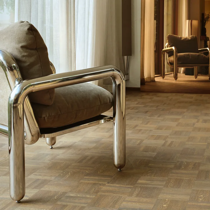 Chrom - Loungestoel, canvas - bruin van HKliving