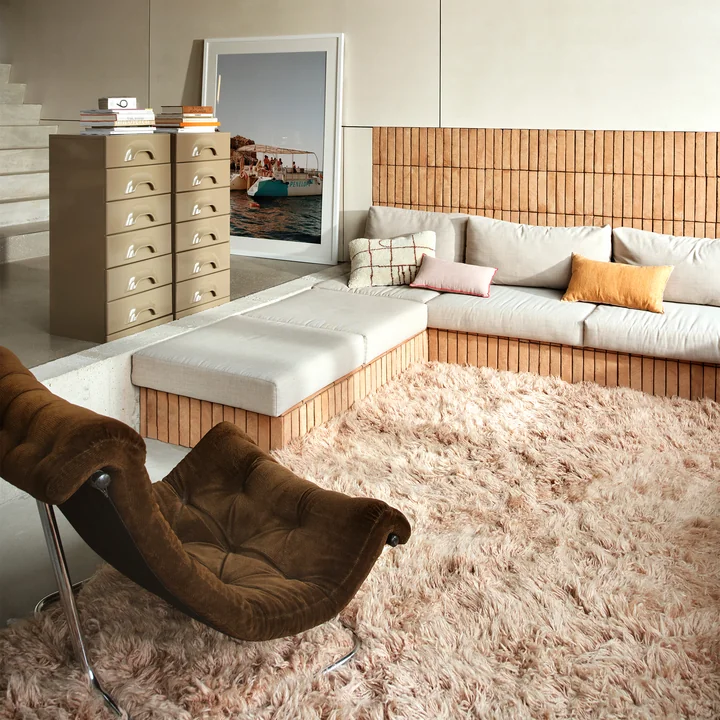 Easy wollen kussen en Fluffy vloerkleed, 200 x 300 cm, zacht roze van HKliving