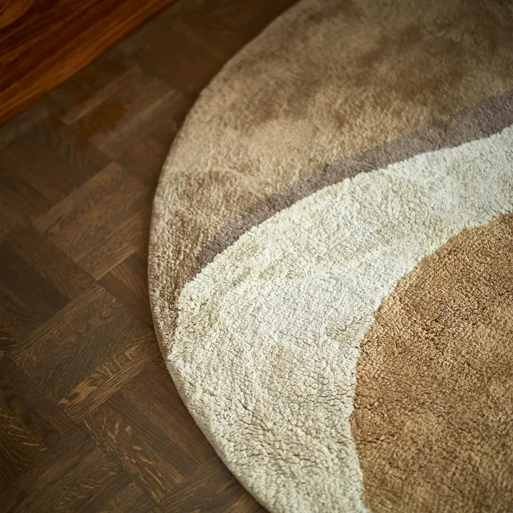 Natural Waves Badmat, Ø 120 cm, bruin van HKliving