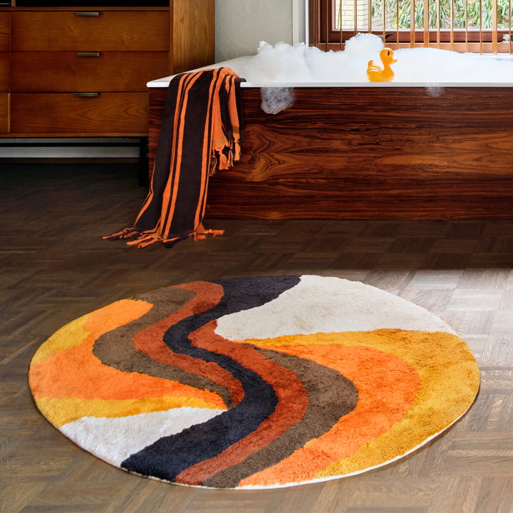 Retro swirl Badmat, 90 x 120 cm, kleurrijk van HKliving