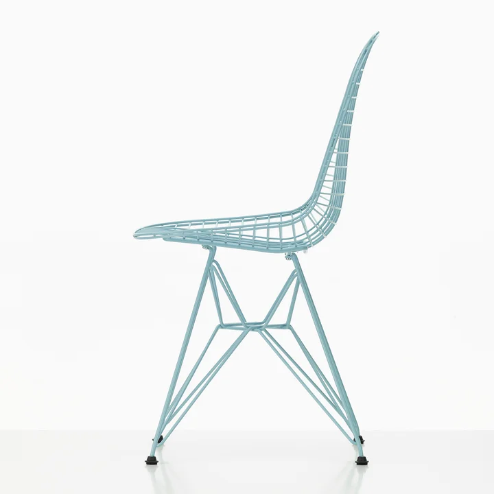 Wire Chair DKR (H 43 cm), hemelsblauw / zonder deksel, kunststof glijders (basic dark) van Vitra