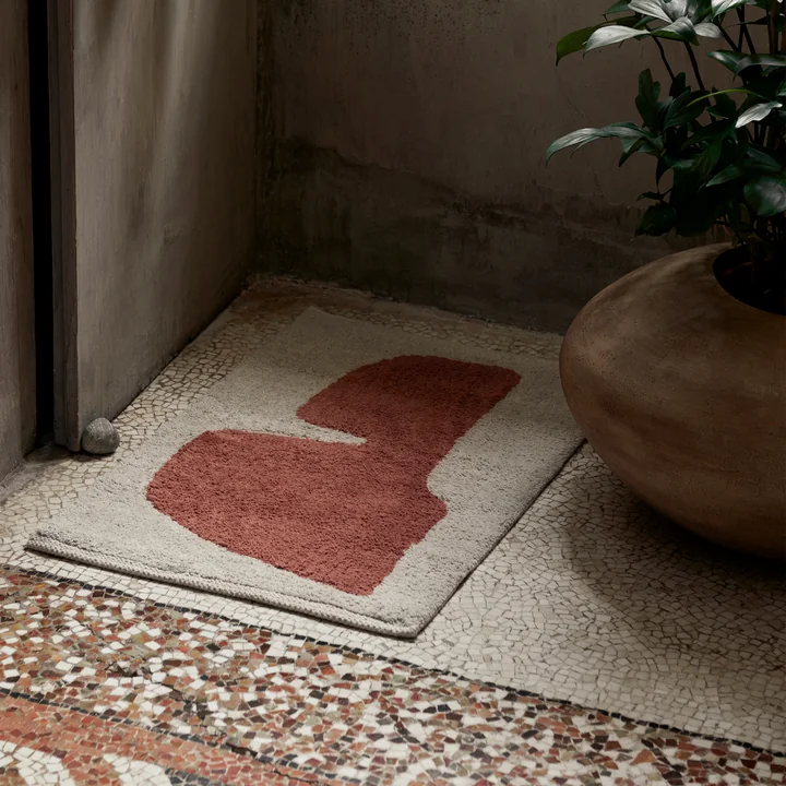 Lay Wasbare deurmat van Ferm Living in het dessin perkament / roest