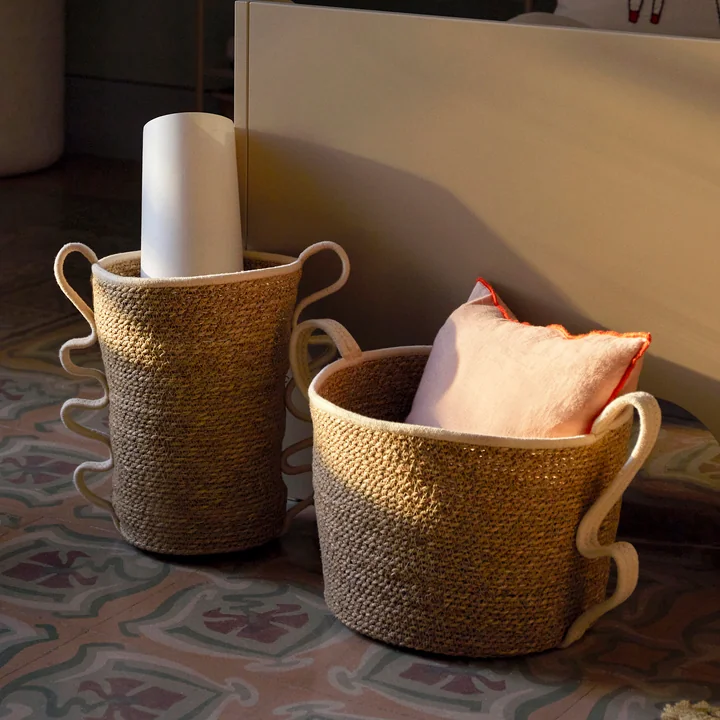 Verso Mandje van Ferm Living in het dessin gebroken wit