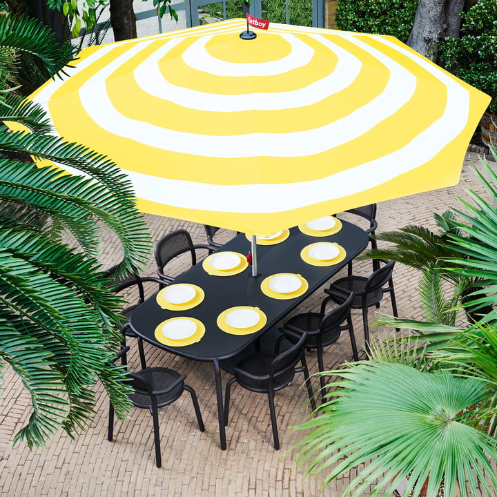 Stripesol Parasol set Ø 350 cm lemon by Fatboy