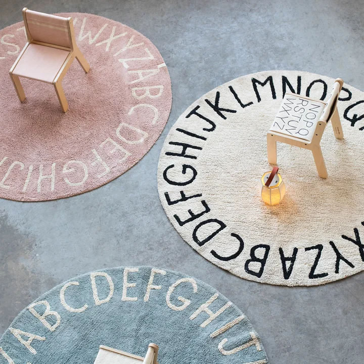 ABC Tapijt, Ø 150 cm, naturel / zwart van Lorena Canals