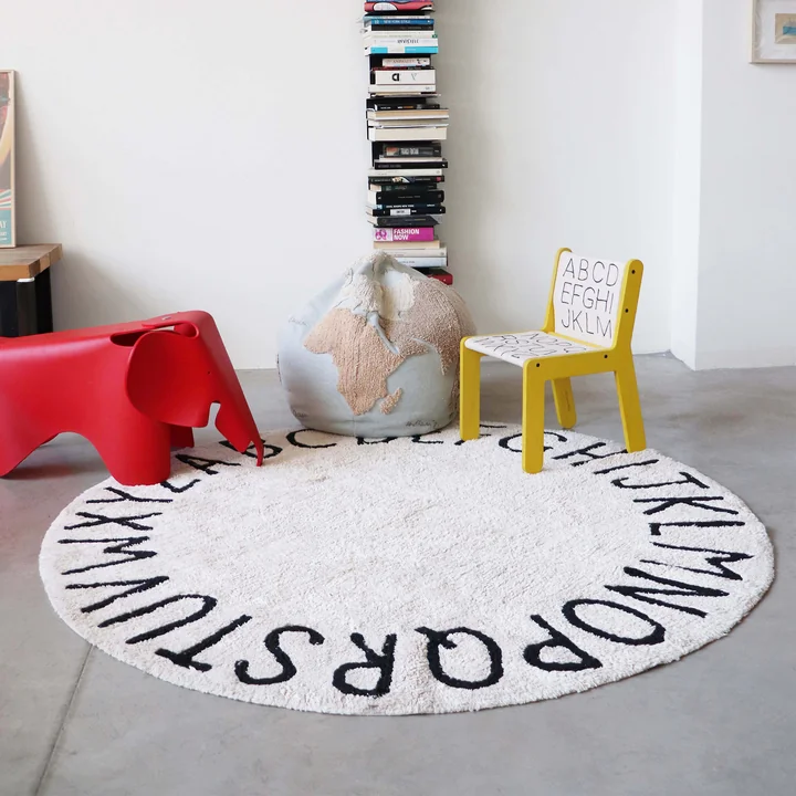 ABC Tapijt, Ø 150 cm, naturel / zwart van Lorena Canals