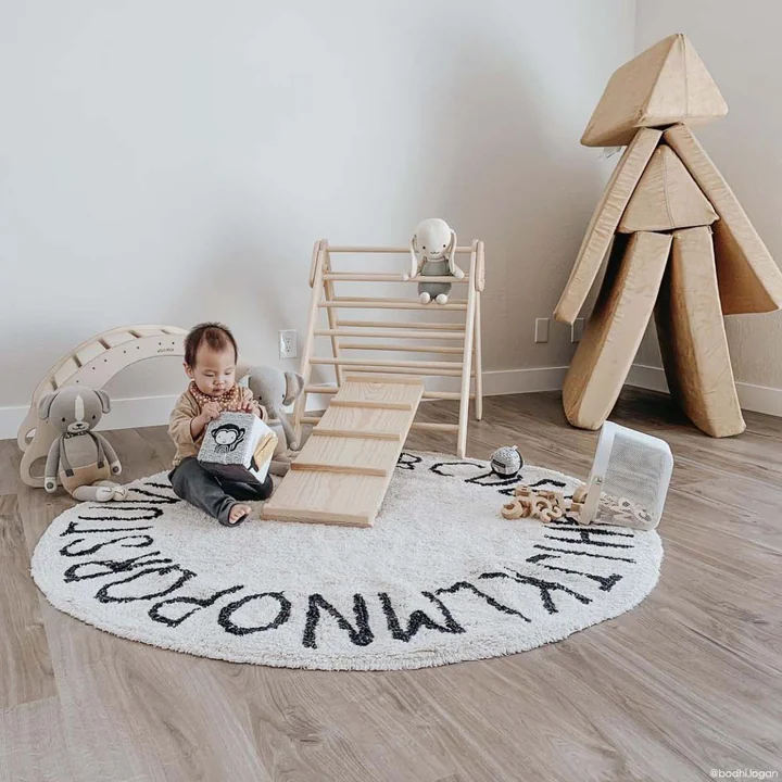 ABC Tapijt, Ø 150 cm, naturel / zwart van Lorena Canals