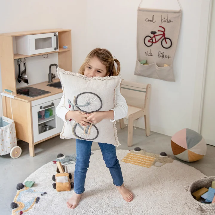 Bike Vloerkussen, 35 x 55 cm, natuur / blauw door Lorena Canals