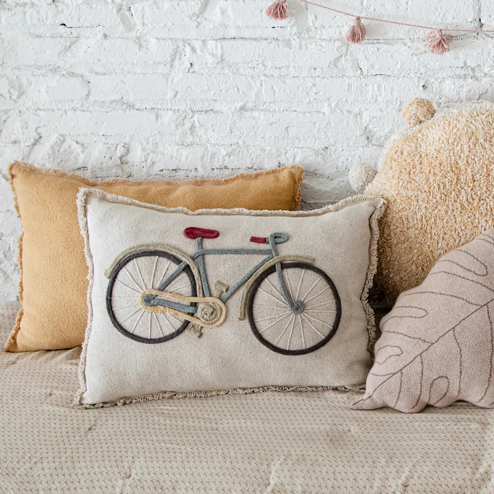 Bike Vloerkussen, 35 x 55 cm, natuur / blauw door Lorena Canals