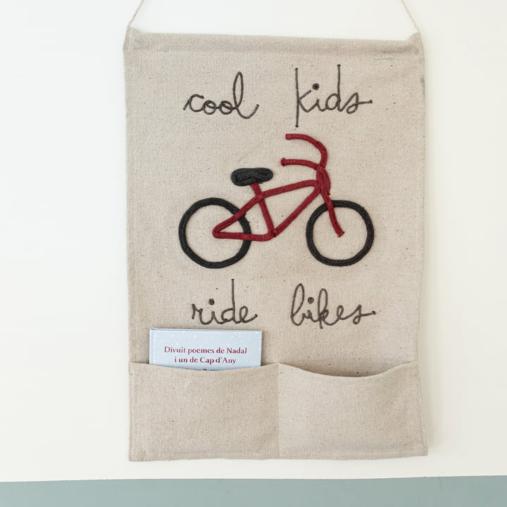 Wandkleed, Cool Kids Ride Bikes, 45 x 70 cm, naturel / rood by Lorena Canals