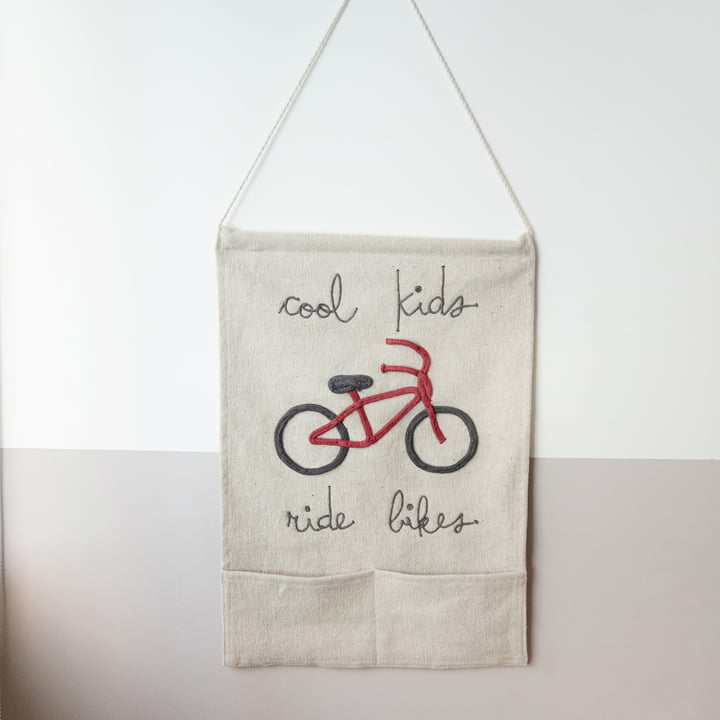 Wandkleed, Cool Kids Ride Bikes, 45 x 70 cm, naturel / rood by Lorena Canals