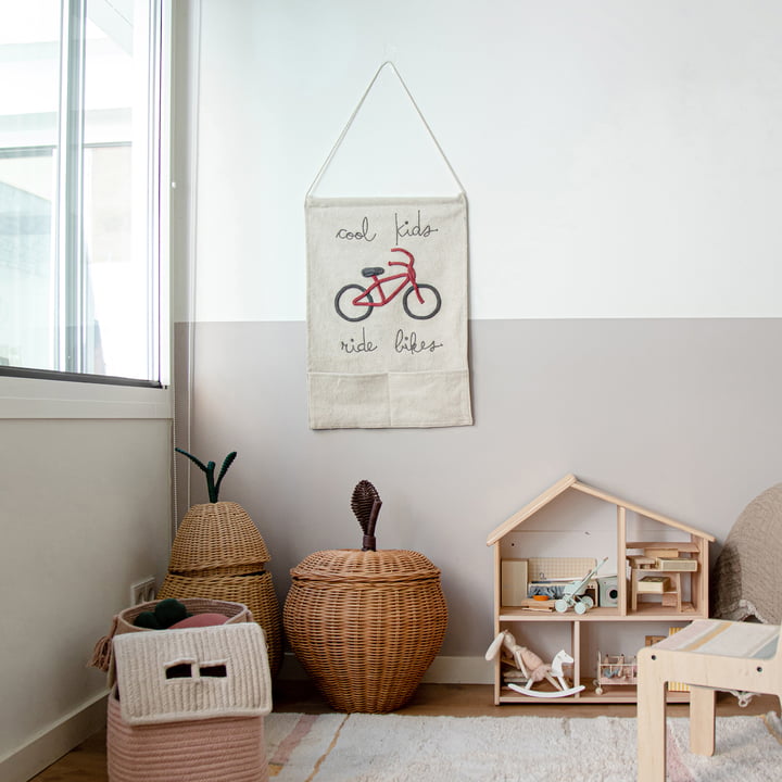 Wandkleed, Cool Kids Ride Bikes, 45 x 70 cm, naturel / rood by Lorena Canals