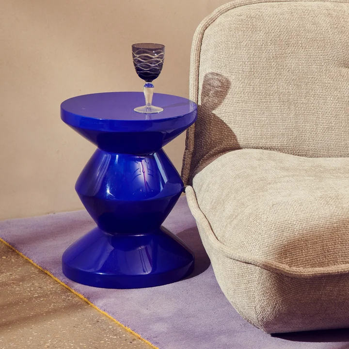 Zig Zag Kruk, donkerblauw van Pols Potten