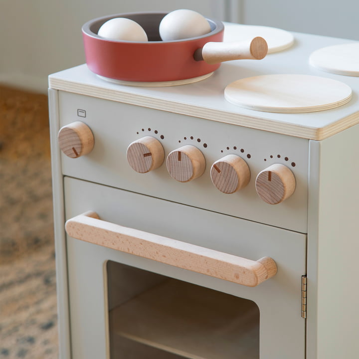 KIDchen Kinderkeuken van hout, keukenfornuis, beige by Sebra