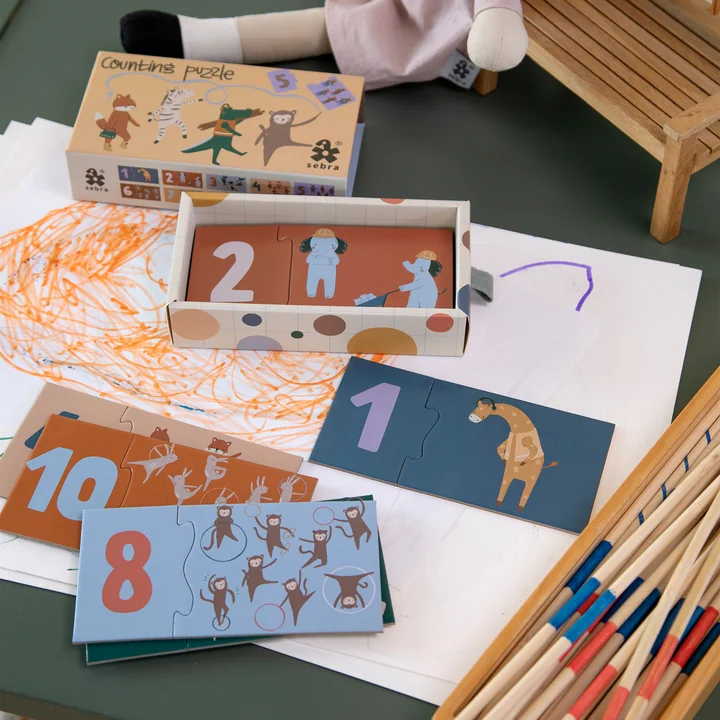 Puzzel met cijfers, Toes / Builders, veelkleurig by Sebra